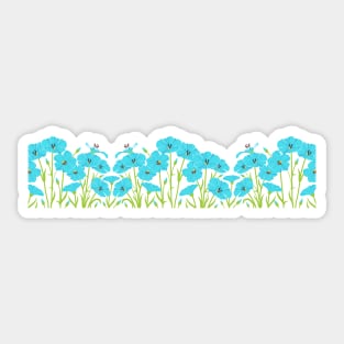 Wild Blue Flax Vivid Blue Flowers - Floral Hand Painted Artwork Sticker